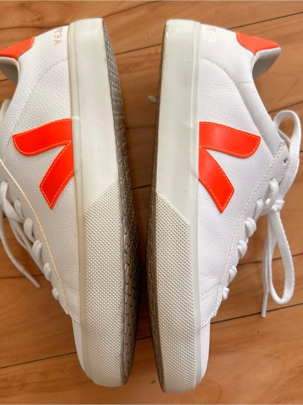 Veja Campo Leather Sneakers, size 10 Orange White